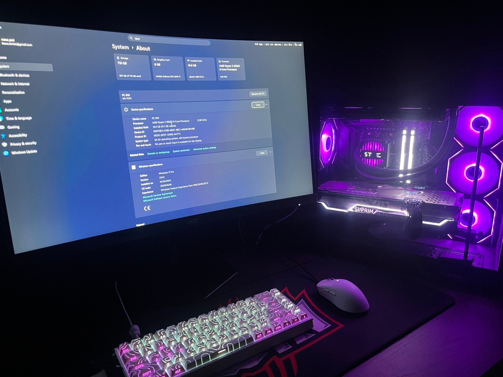 Complete Gaming PC Setup – Ryzen 5 9600X | RTX 3070 Ti | 280, Ophalen, Zo goed als nieuw, Gaming, SSD