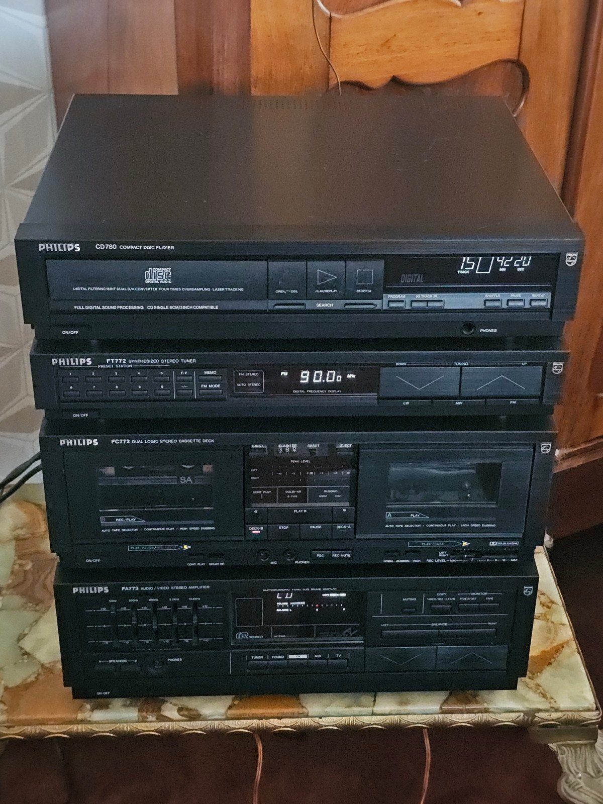 Philips audioset FA-773 FC-772 FT-772 CD-780 i.z.g.st., Philips, Gebruikt, Cassettedeck, Losse componenten