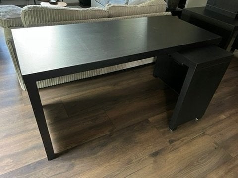 Buro Malm Zwart met uittrekbaar blad, Ophalen, Zwart, Gebruikt, Hoekbureau