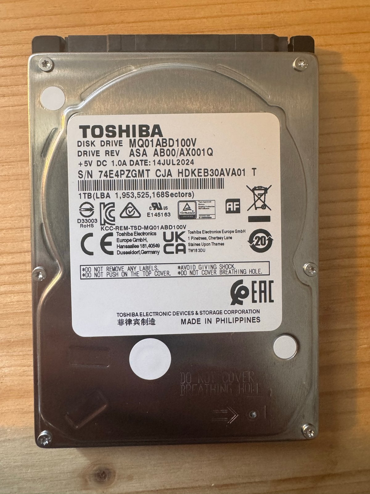 Toshiba 1TB HDD 2.5 inch (PS4/Laptop/Extern), Computers en Software, Harde schijven, Intern, Console, Ophalen of Verzenden, Zo goed als nieuw