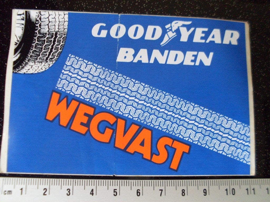 sticker goodyear banden wegvast logo autobanden good year, Verzamelen, Verzenden, Zo goed als nieuw, Merk