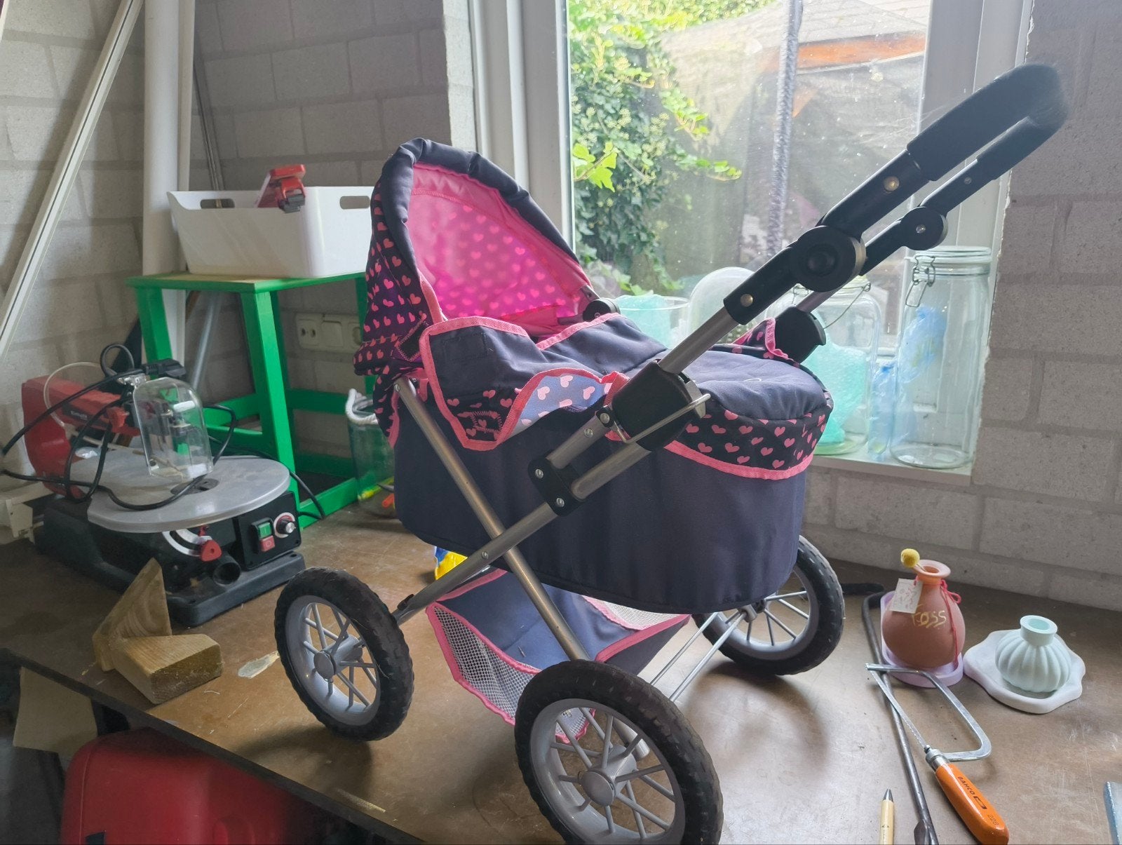 Babypop met kinderwagen -, Kinderen en Baby's, Ophalen, Babypop