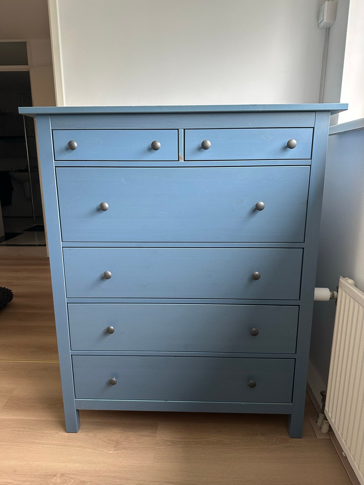 IKEA HEMNES Commode met 6 laden, 108x131 cm, blauw, Ophalen, Gebruikt, 5 laden of meer, 100 tot 150 cm