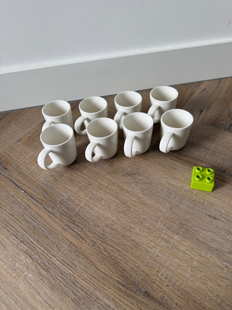 ZGAN 8x wit Hema Chicago new bone espresso koffie kopjes set, Hema, Ophalen of Verzenden, Zo goed als nieuw, Overige stijlen