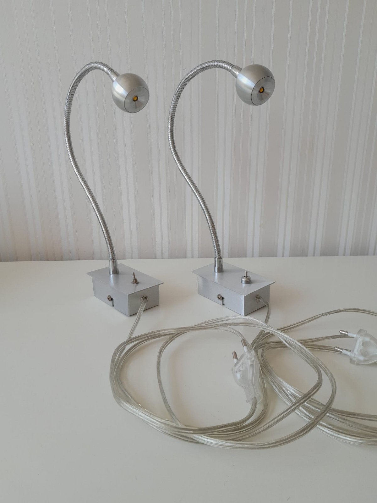 Set van 2 flexibele LED leeslampjes, zilverkleurig, Ophalen