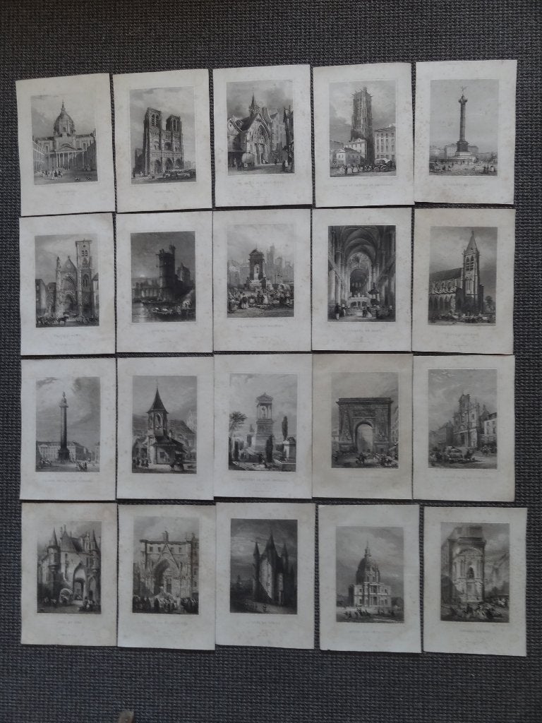 20 staalgravures , Vues de Paris, ca 1840, Origineel, 1800 - 1899, Verzenden, Stadsgezicht