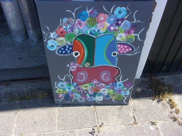 canvas doek koe, Ophalen, Zo goed als nieuw, Schilderij, 75 cm of meer