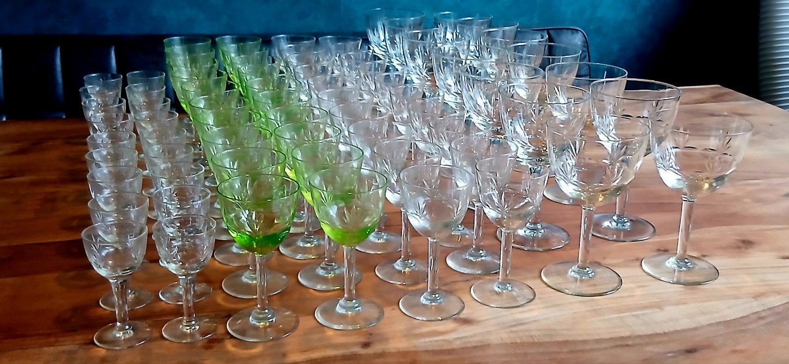 Handgeblazen kristallen glazen, 72 delig., Verzamelen, Glas en Borrelglaasjes, Ophalen