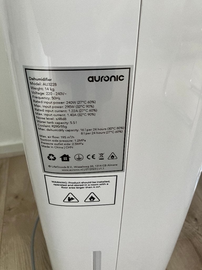 Auronic Ontvochtiger, Ophalen, Zo goed als nieuw, Luchtontvochter