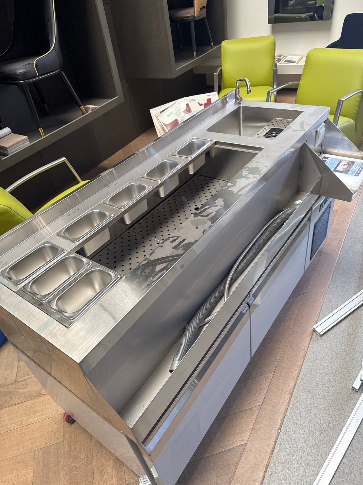 RVS Cocktailbar met Spoelbak en Koeling, Ophalen, Nieuw zonder verpakking, RVS Meubilair
