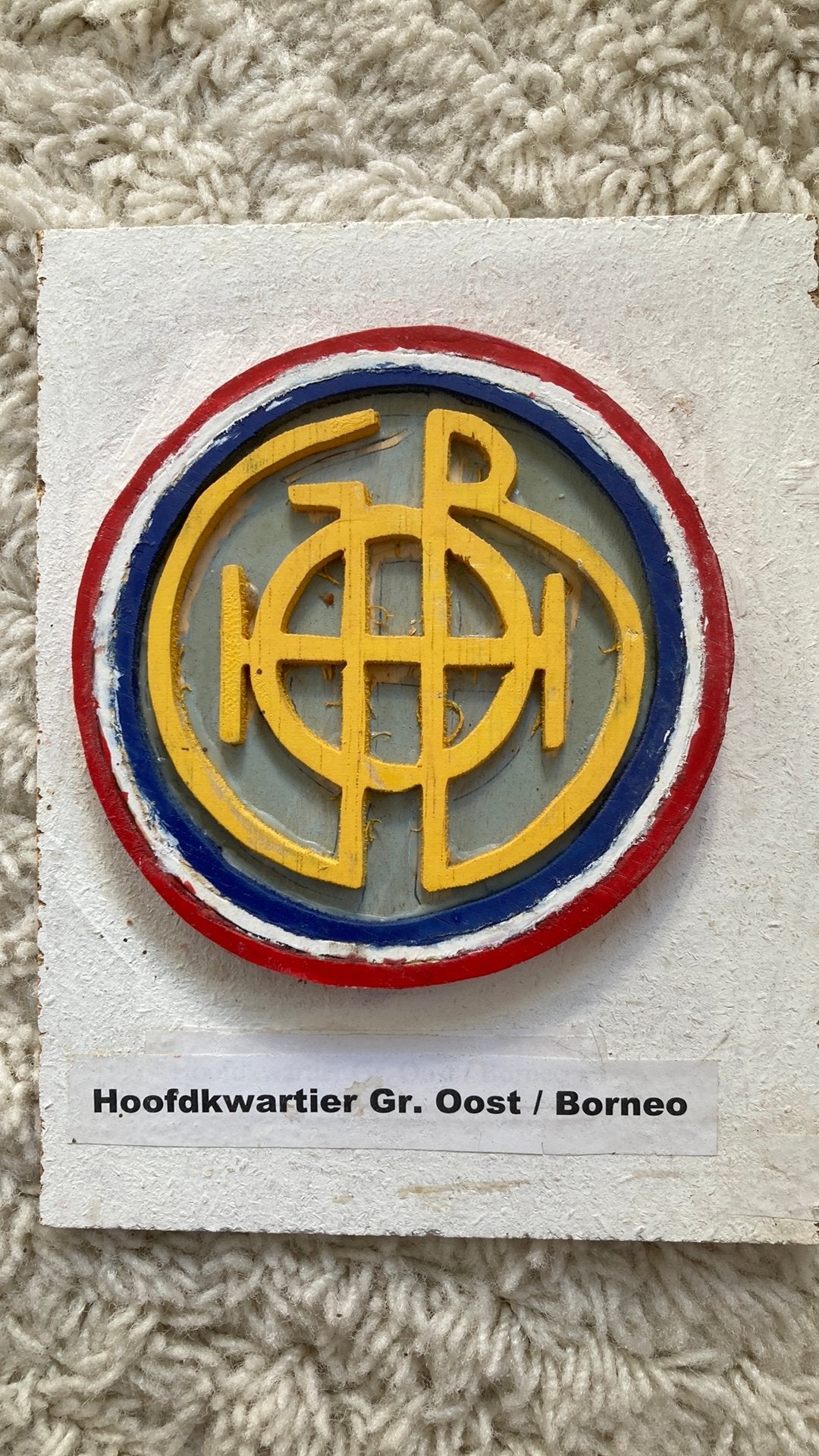 KNIL Hoofdkwartier Gr Oost Borneo, Verzamelen, Ophalen of Verzenden, Landmacht, Nederland, Embleem of Badge