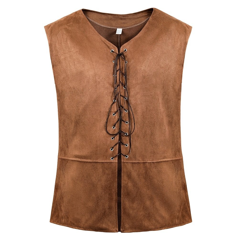 Bruin middeleeuws heren vest piraten kostuum chevalier, Verzenden, Nieuw, Bovenkleding