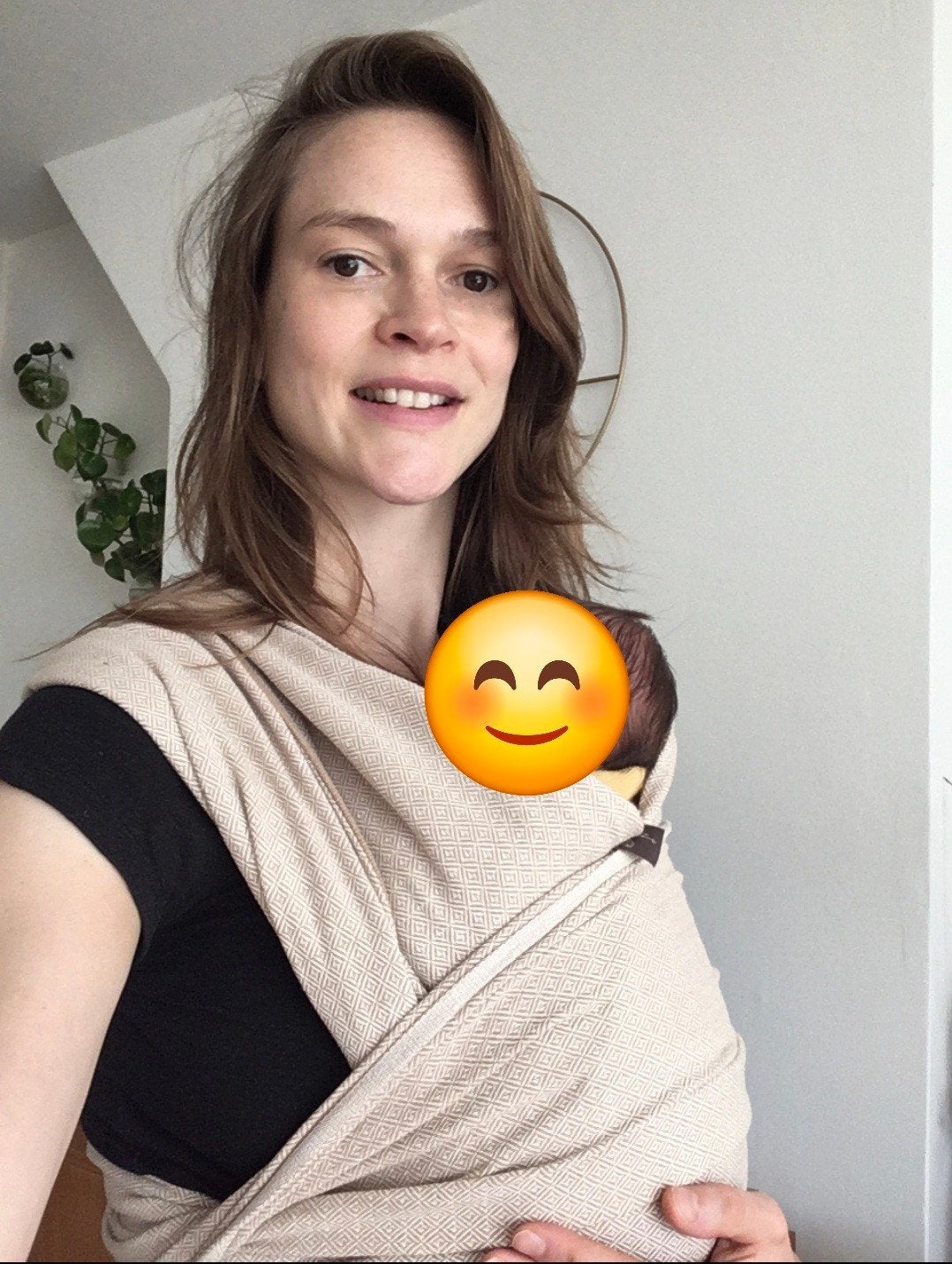 Prachtige beige Storchenwiege draagdoek - z.g.a.n., Kinderen en Baby's, Babydragers en Draagdoeken, Ophalen of Verzenden, Zo goed als nieuw