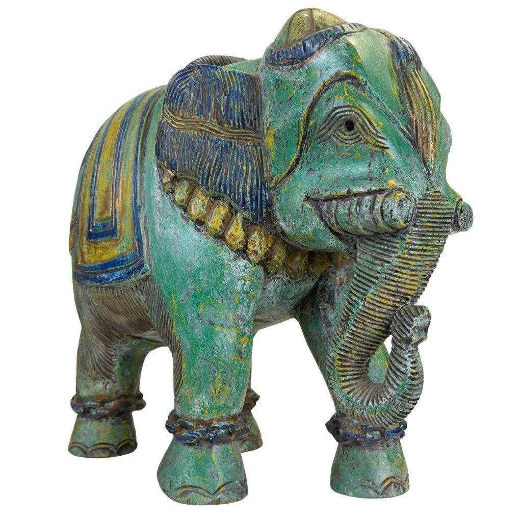 Houten olifant – Indiaas – Rajasthan, Antiek en Kunst, India, Ophalen of Verzenden, Beeld, Hout