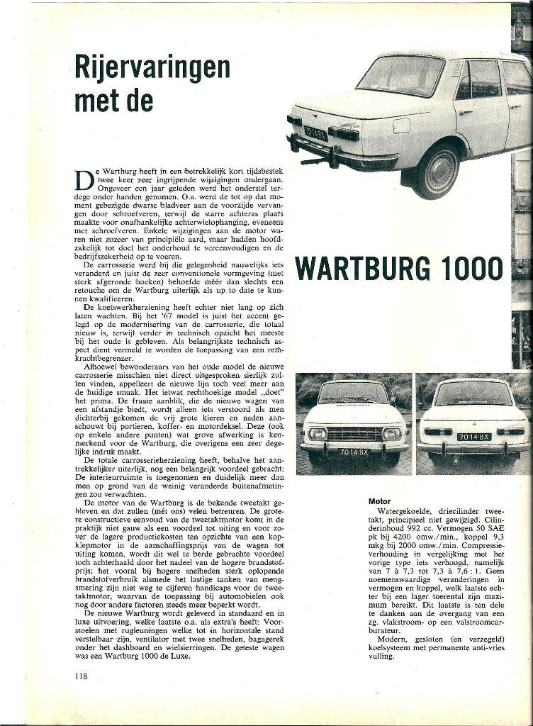 Autokampioen test Wartburg 1000 1967, Ophalen of Verzenden, Gelezen, Overige merken