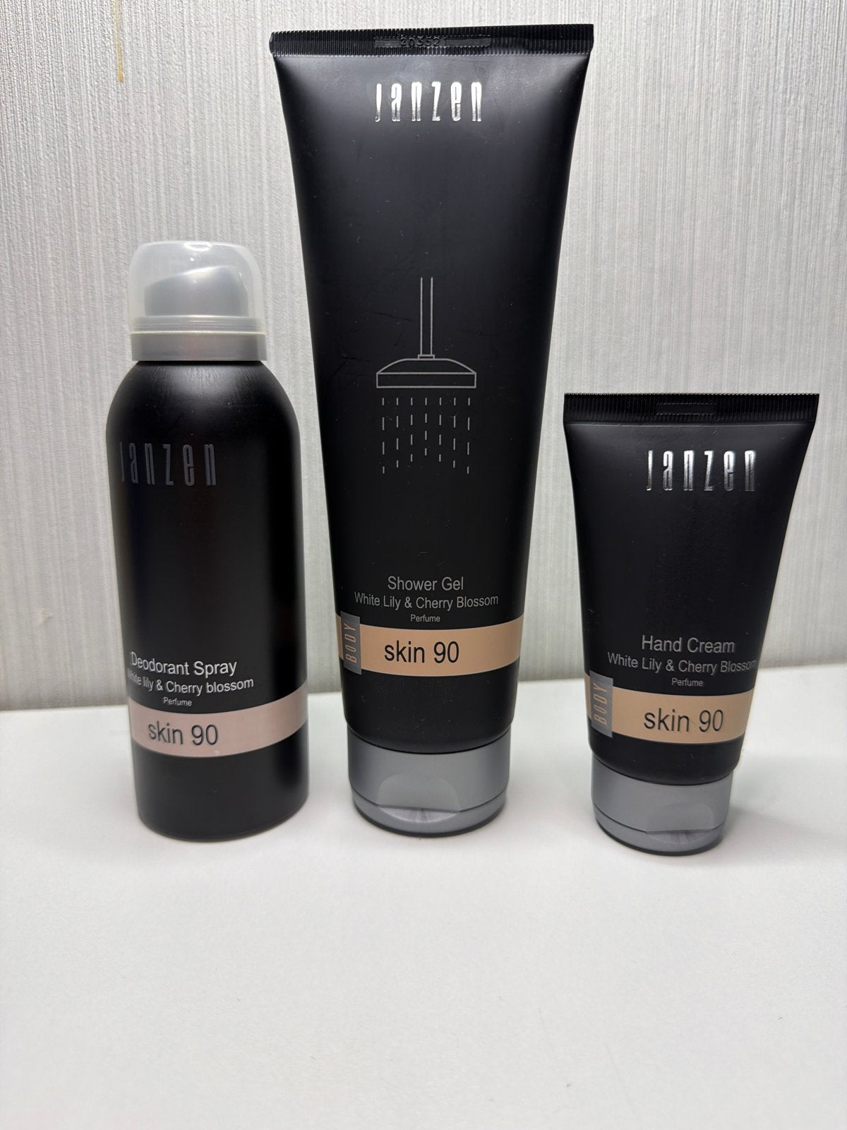 Janzen Skin 90 Set: Deodorant, Douchegel, Handcrème, Ophalen of Verzenden, Nieuw, Bad & Douche