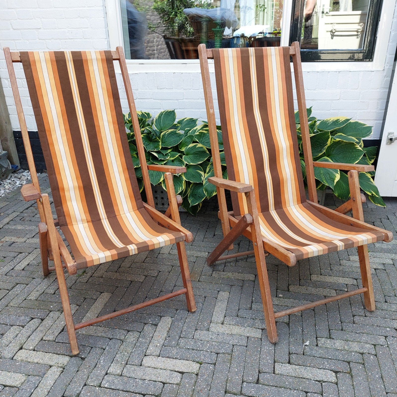 Set van 2 retro vintage tuinstoelen klapstoelen jaren 70, Ophalen