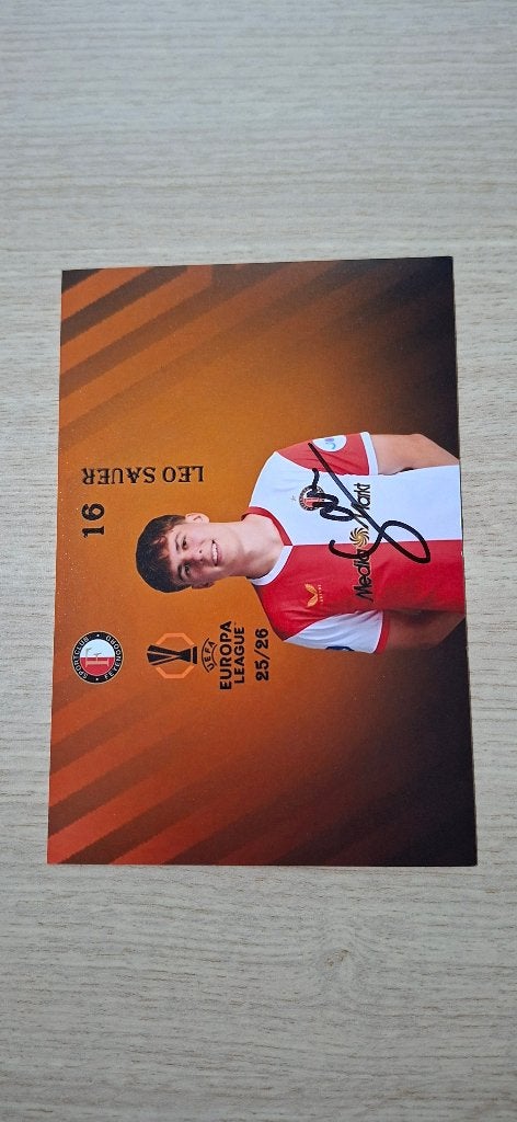 Foto met handtekening; Leo Sauer # Feyenoord Rotterdam, Verzamelen, Ophalen of Verzenden, Nieuw, Feyenoord, Overige typen