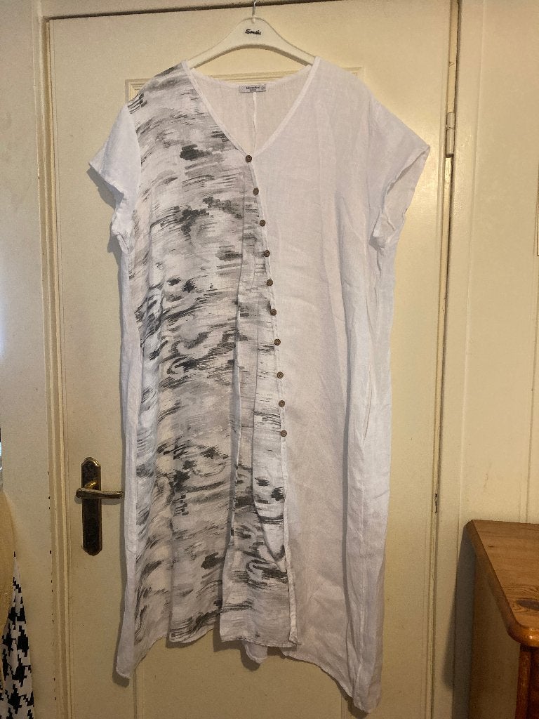 Zomerse lange witte linnen jurk van Moonshine, maat XL / 2, Verzenden, Zo goed als nieuw, Moonshine, Wit