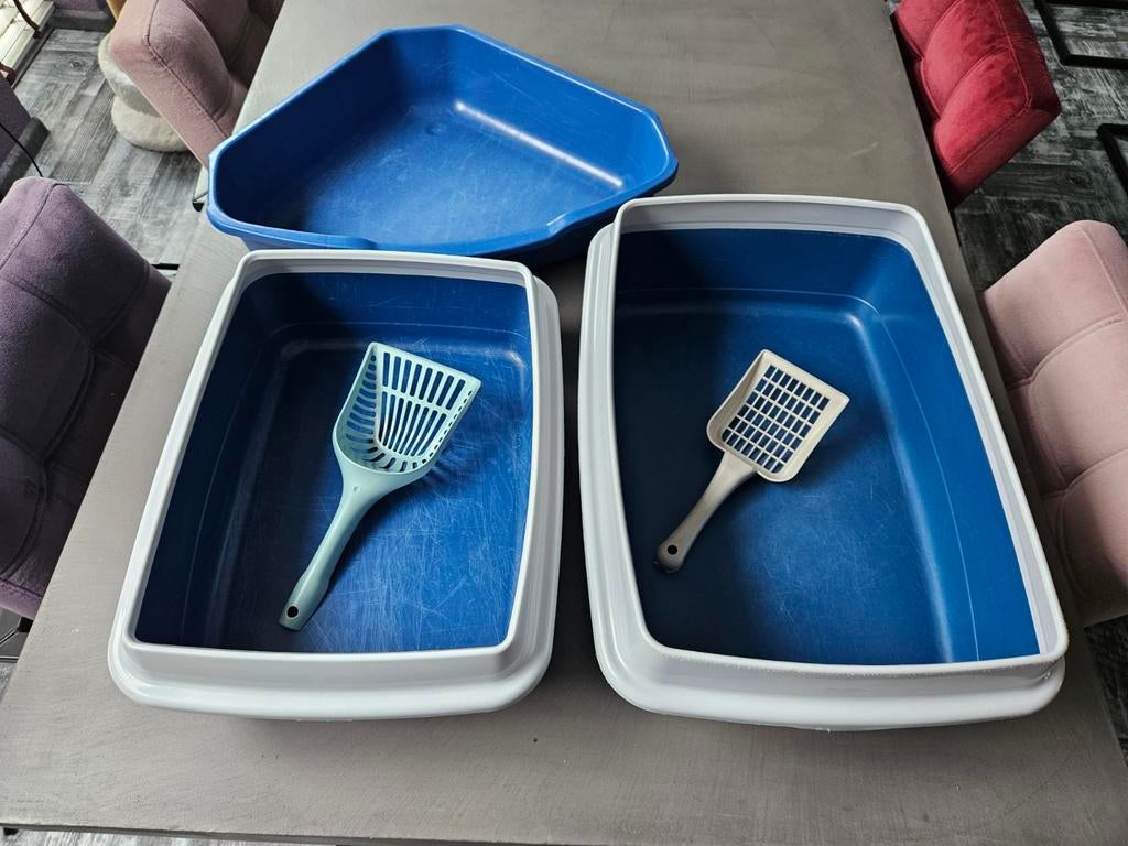 3 kattenbakken inclusief 2 schepjes., Dieren en Toebehoren, Kattenbakken, Ophalen of Verzenden, Gebruikt, Open