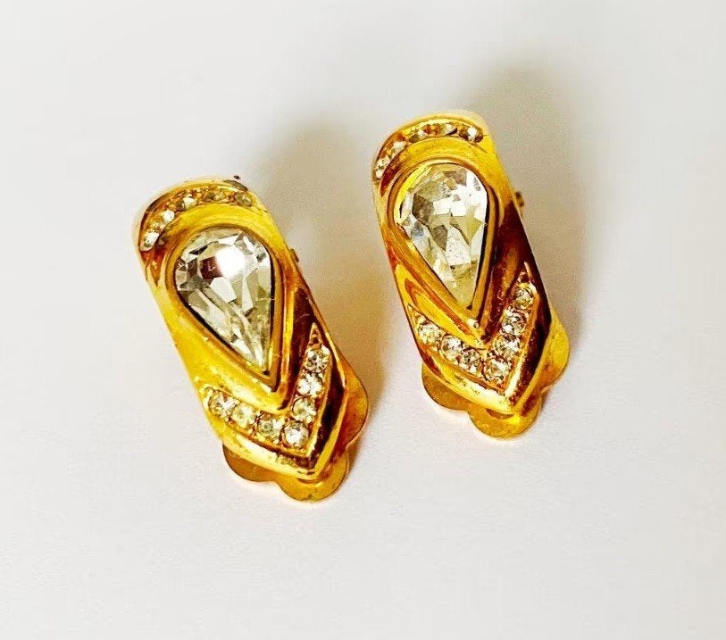 Mooie oorbellen clips helder facet geslepen kristal verguld, Sieraden, Tassen en Uiterlijk, Oorbellen, Verzenden, Knopjes of Stekers