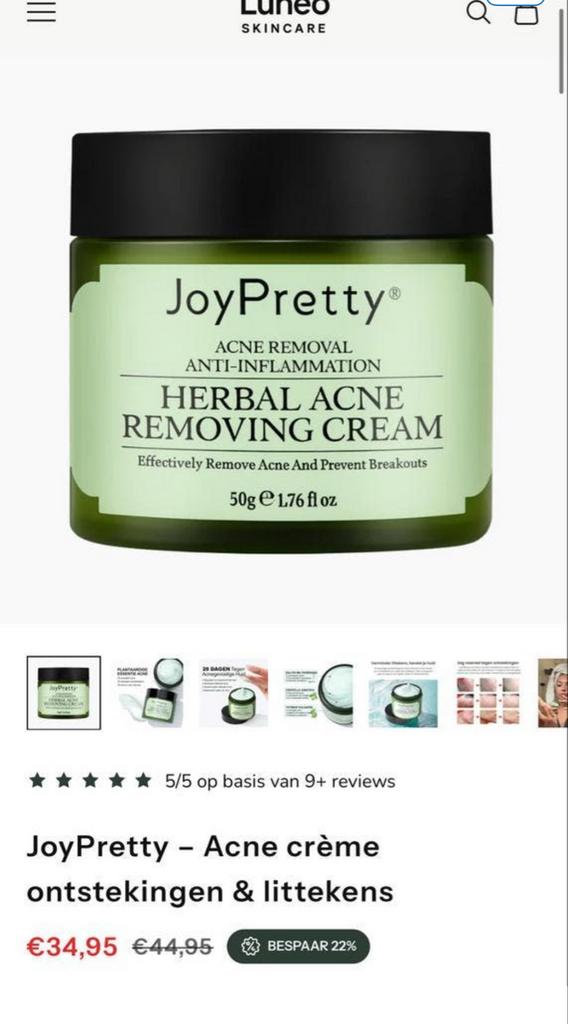 JoyPretty Herbal Acne Removing Cream 50g nieuw, Ophalen of Verzenden, Nieuw, Gehele gezicht, Verzorging