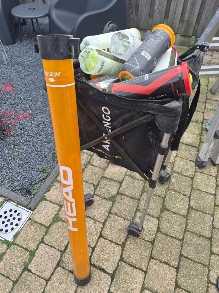 HEAD Tennis Net Meetpaal & Artengo Ballenwagen, Verzenden, Gebruikt