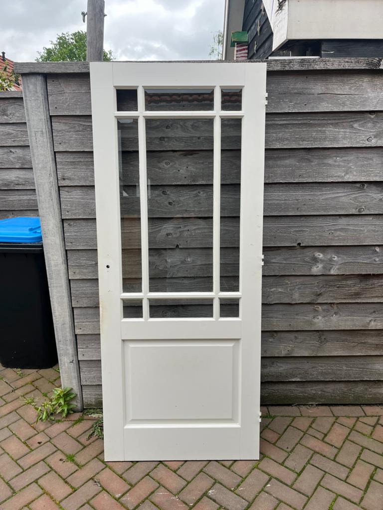 Te koop stompe binnendeur geslepen glas., Ophalen, Gebruikt, 80 tot 100 cm, Binnendeur