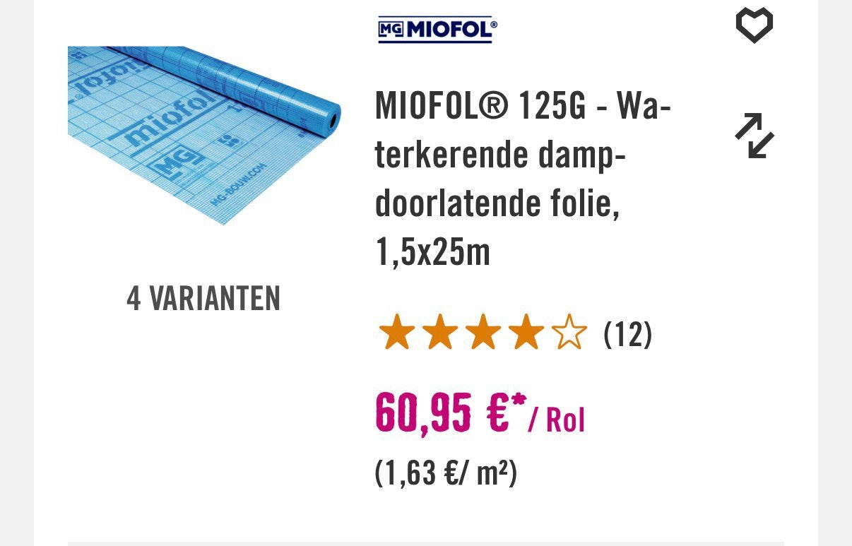 Miofoil dampopen folie 10m x 1,5m 15m2, Ophalen of Verzenden, Nieuw