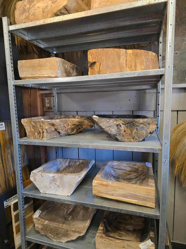 Unieke versteende houten wasbakken - Natuurlijke schoonheid, Ophalen of Verzenden, Nieuw