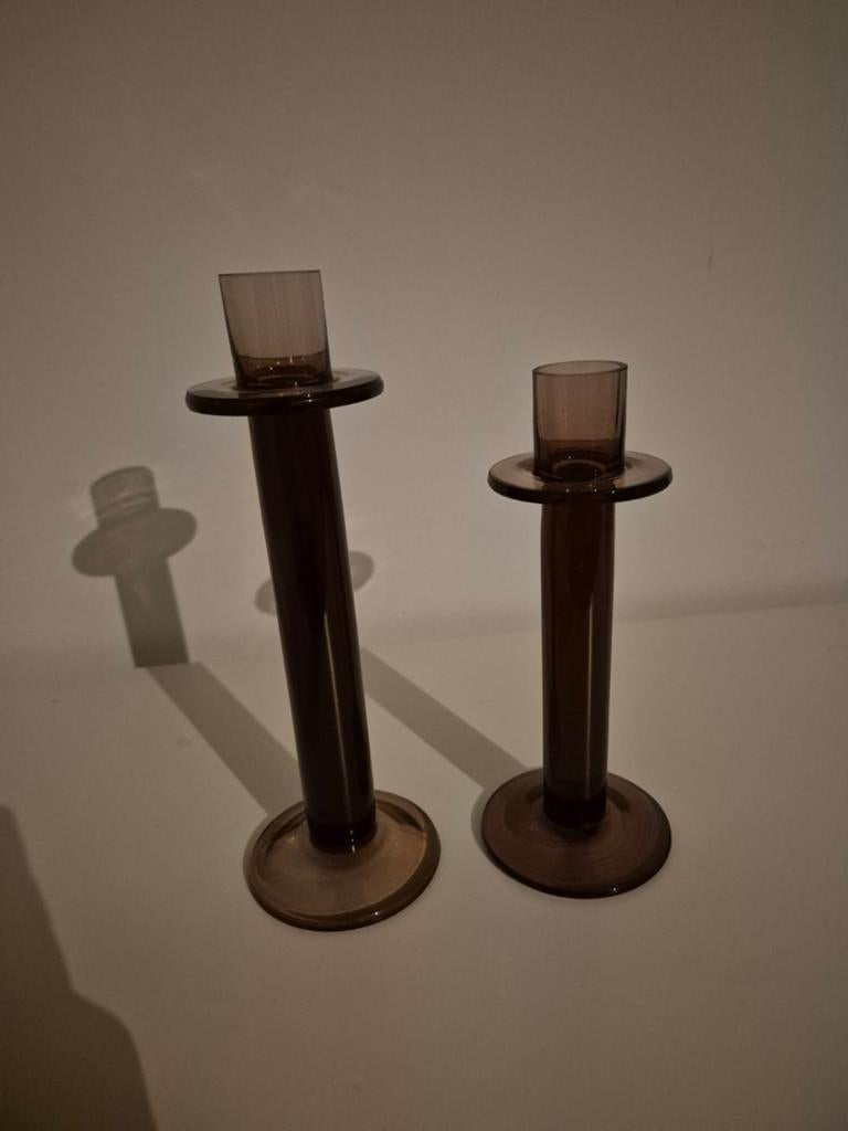 Kandelaar 17 en 20 cm glas, Ophalen of Verzenden, Overige materialen, Minder dan 25 cm
