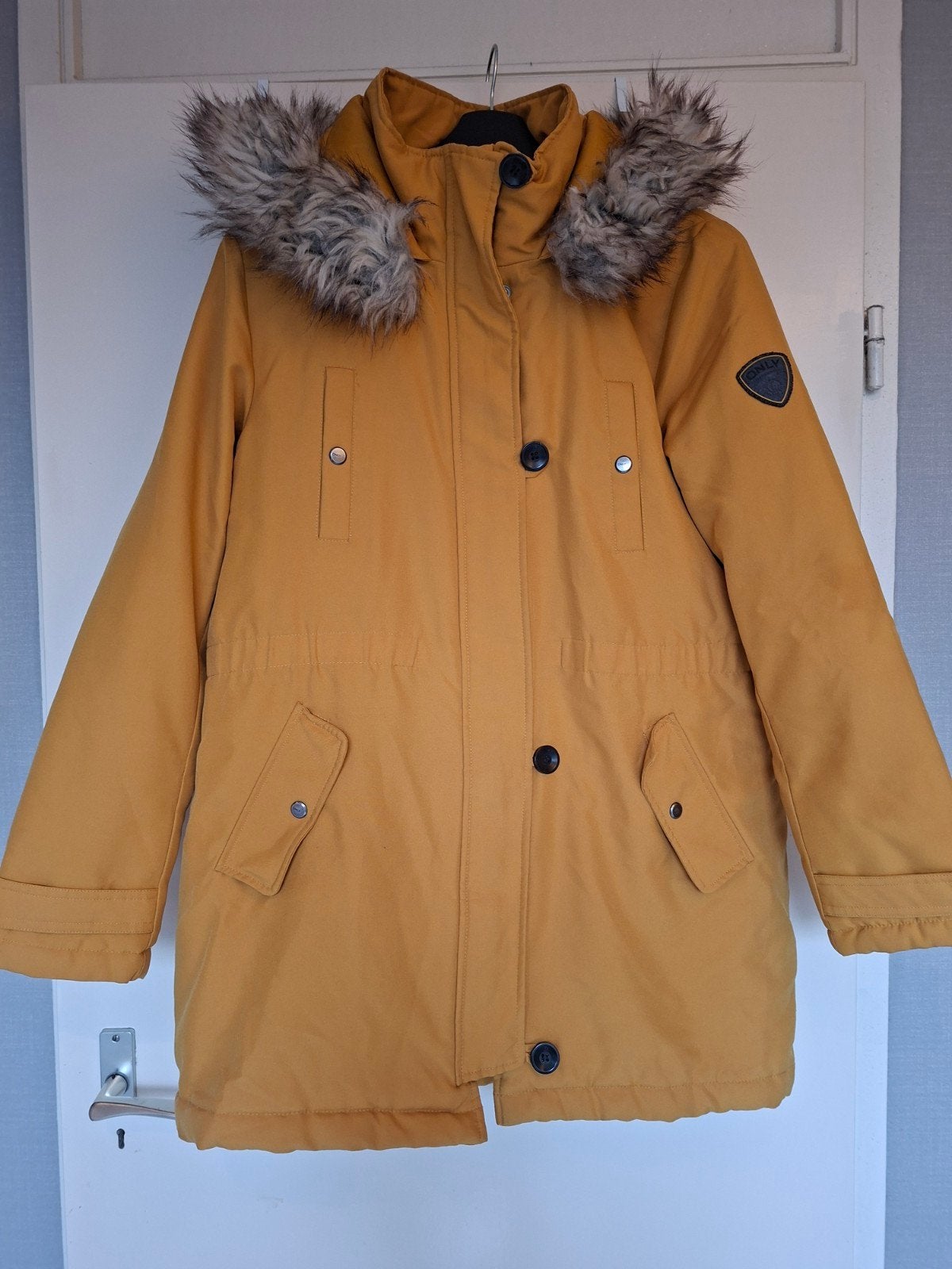 ONLY winterjas met bontkraag - Maat XL, Kleding | Dames, ONLY, Ophalen of Verzenden, Zo goed als nieuw, Geel
