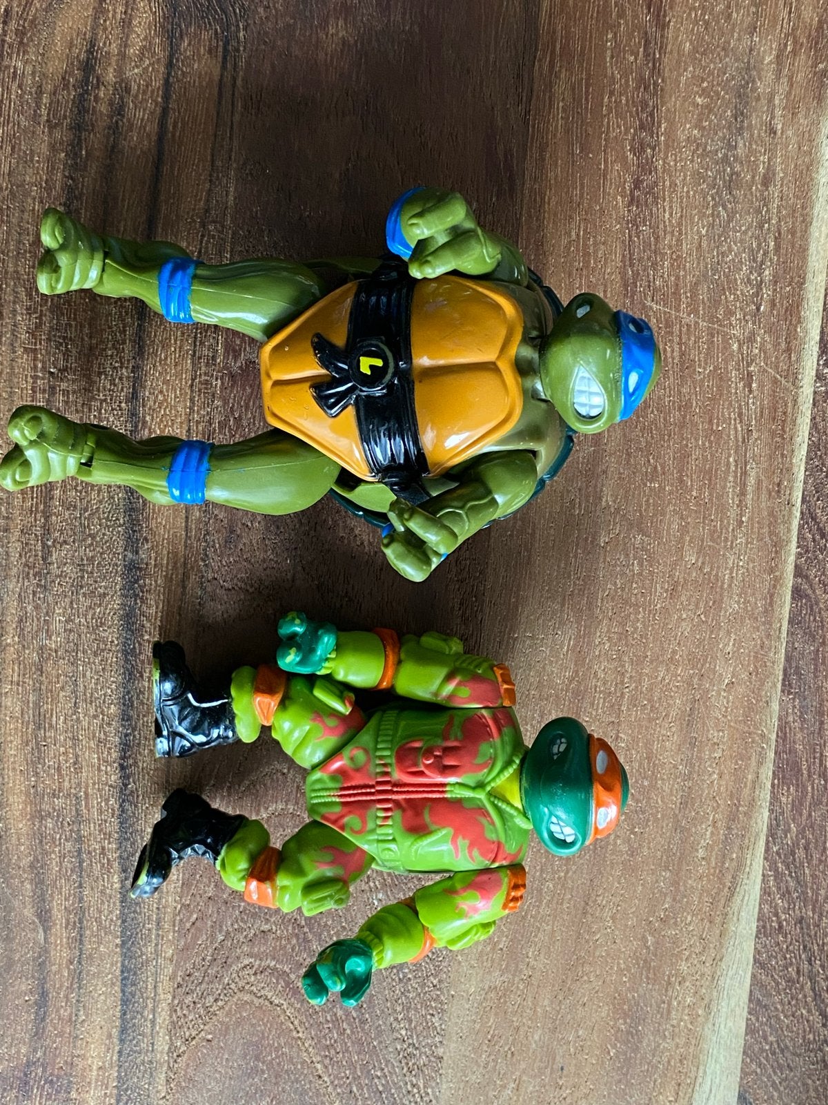 Vintage TMNT Actiefiguren: Mutatin' Leo & Road Racin' Mike, Ophalen of Verzenden, Gebruikt