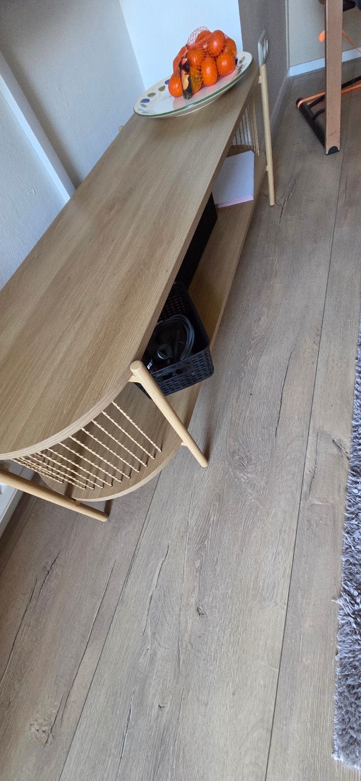 Stijlvolle houten bijzettafel/salontafel met opbergruimte, Ophalen, 50 – 75, Ovaal, Overige houtsoorten