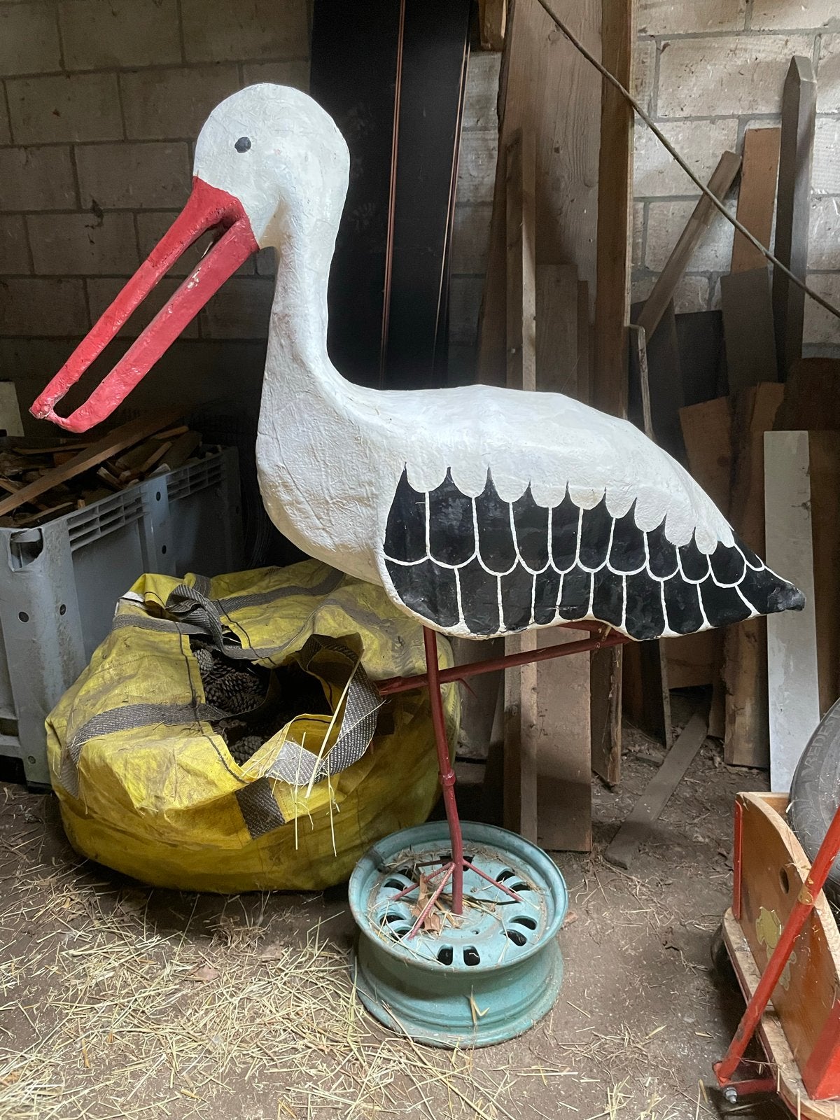Grote ooievaar voor geboorte - eyecatcheroo in de tuin!, Ophalen, Gebruikt, Geboortebord