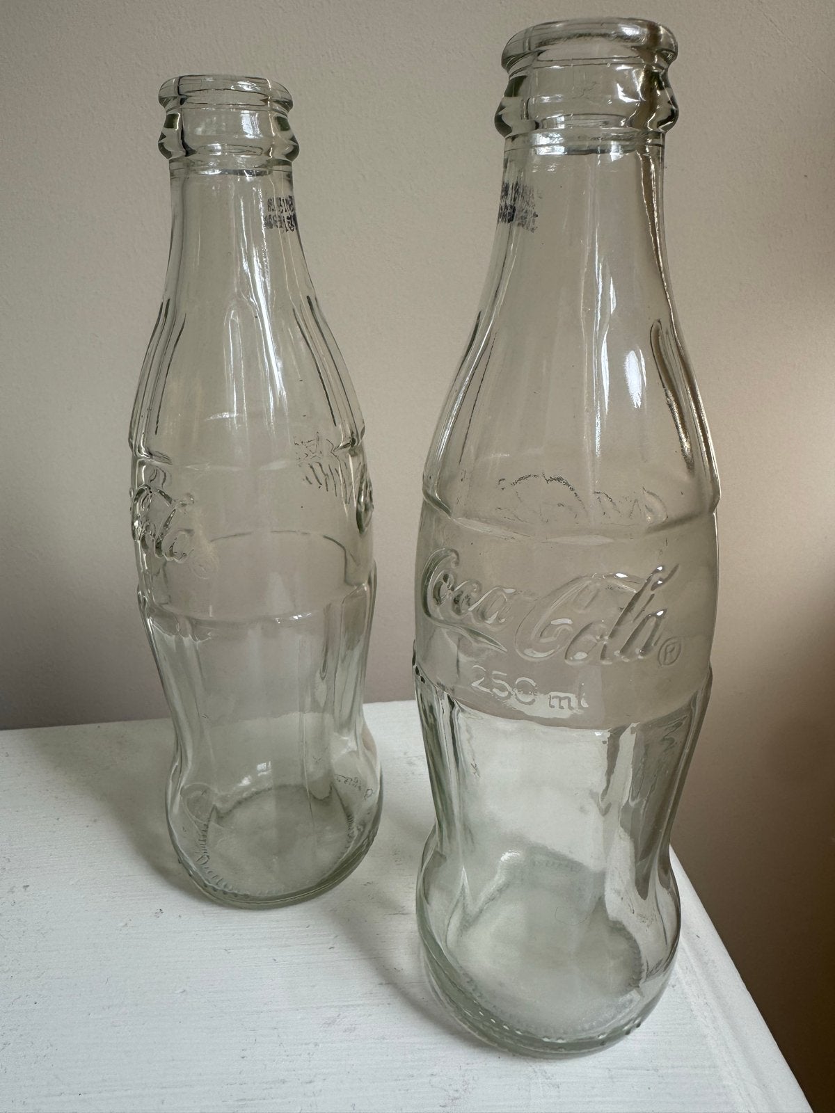 2 Coca-Cola flessen 250 ml - Vintage verzamelobject, Ophalen of Verzenden