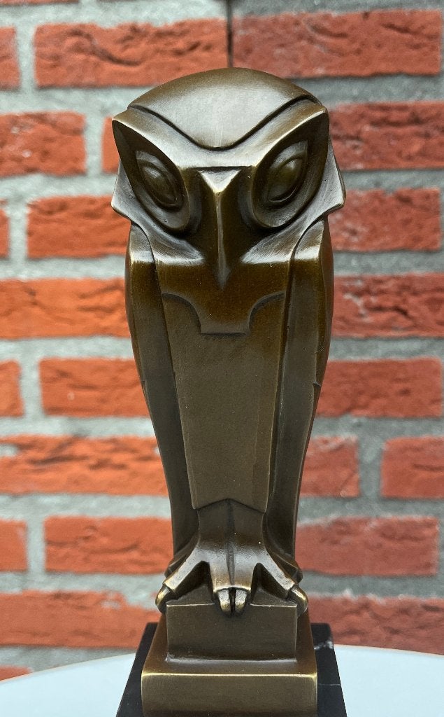 Bronzen art deco stijl uil op een marmeren voet., Antiek en Kunst, Kunst | Beelden en Houtsnijwerken, Verzenden, Art deco, 20 - 50 cm