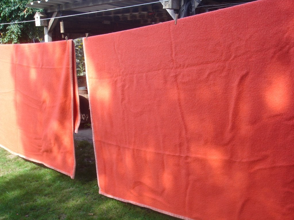 2 x wollen deken / 2 pers - Prima Vera 100 % wol, Ophalen, Gebruikt, Tweepersoons, Oranje