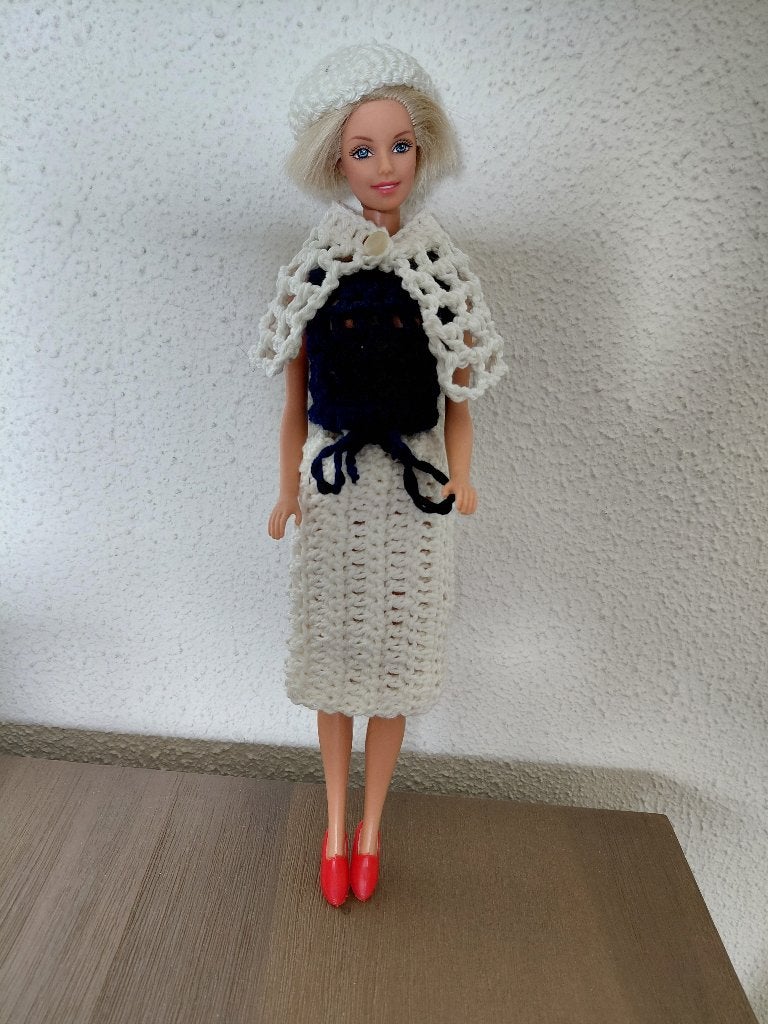 Barbie, vintage gehaakt uitgaanspakje, jaren 60 look, nieuw., Verzenden, Nieuw, Kleertjes