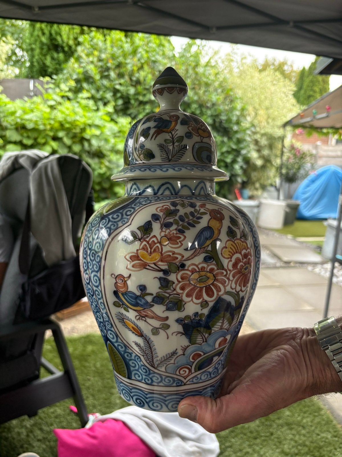 Decoratieve Makkum vaas met deksel, Ophalen of Verzenden