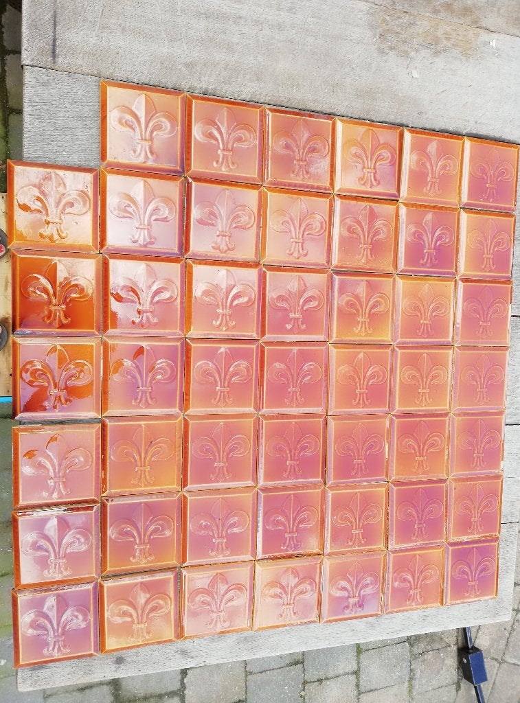 50st Prachtige art nouveau wandtegels opgelegde Franse lelie, Ophalen