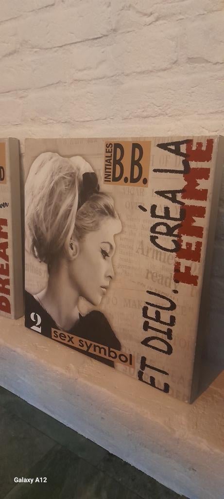Set van 2 vintage look wanddecoraties: BB en James Dean, Ophalen, Zo goed als nieuw, Minder dan 50 cm, Print