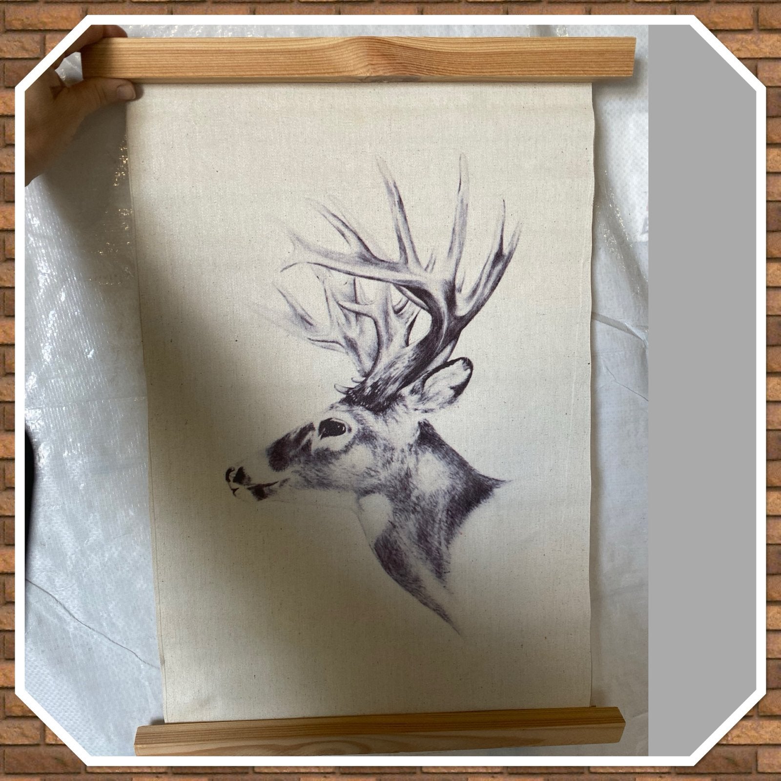 Wandschilderij Hert op doek met houten frame, 50 – 75, Minder dan 50 cm, Ophalen of Verzenden, Zo goed als nieuw