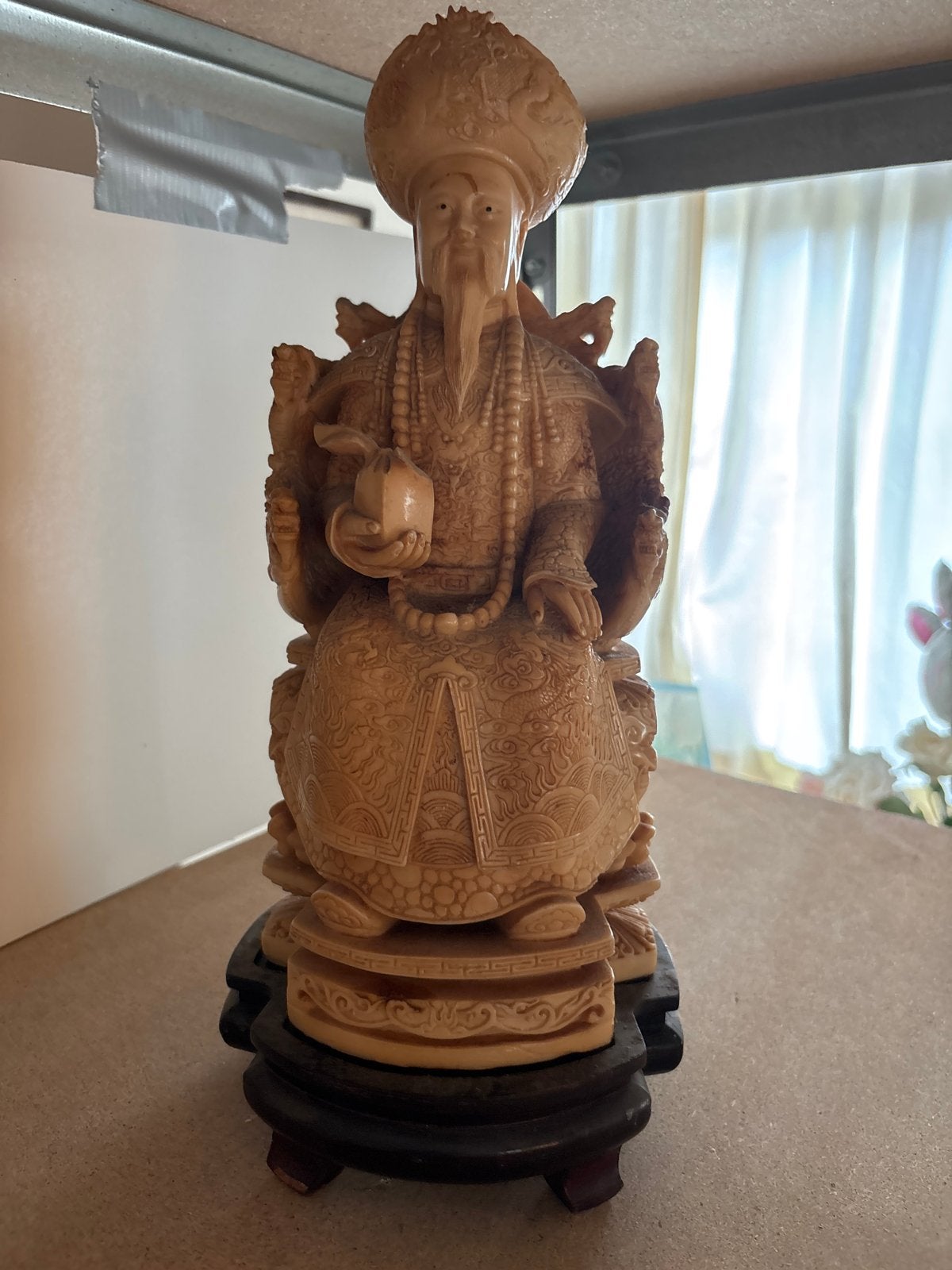 Gedetailleerd Oosters Beeld van een Wijze Man, Ophalen of Verzenden, Beeld, Klassiek, Azië