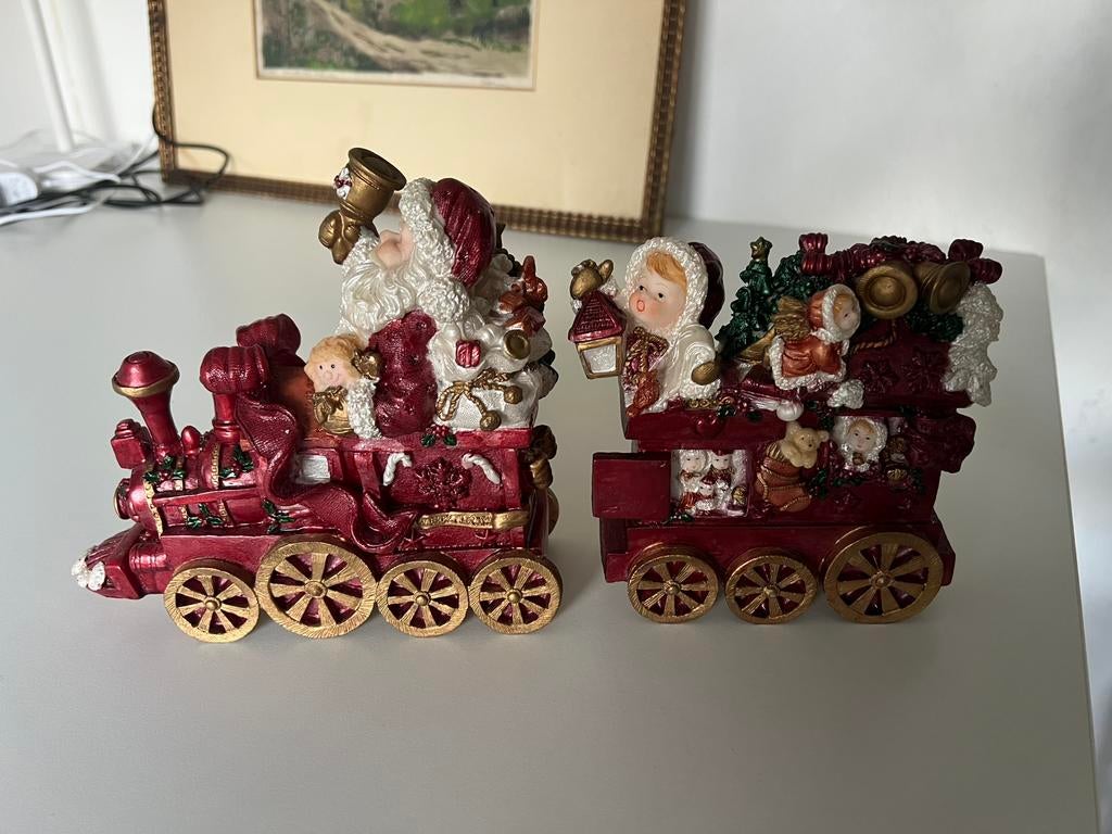 Kerst trein beeld met 2 losse wagons, Ophalen of Verzenden, Gebruikt