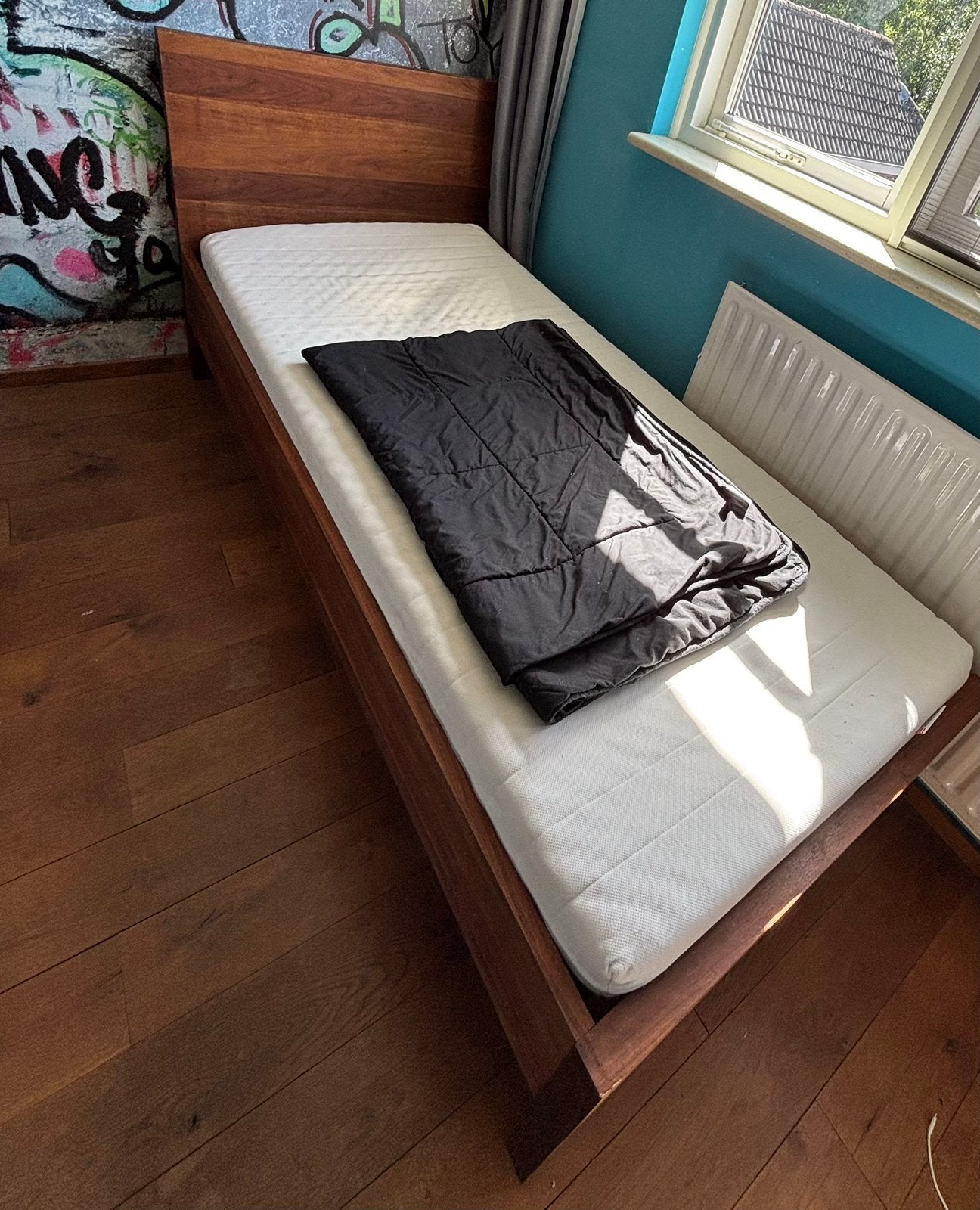 Mooi houten bed van Goossens 90 cm bij 200, Huis en Inrichting, Slaapkamer | Bedden, Ophalen, Gebruikt, 90 cm, Eenpersoons