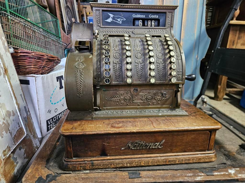 National kassa antiek model 412 Nederlandse uitvoering., Antiek en Kunst, Antiek | Kantoor en Zakelijk, Ophalen