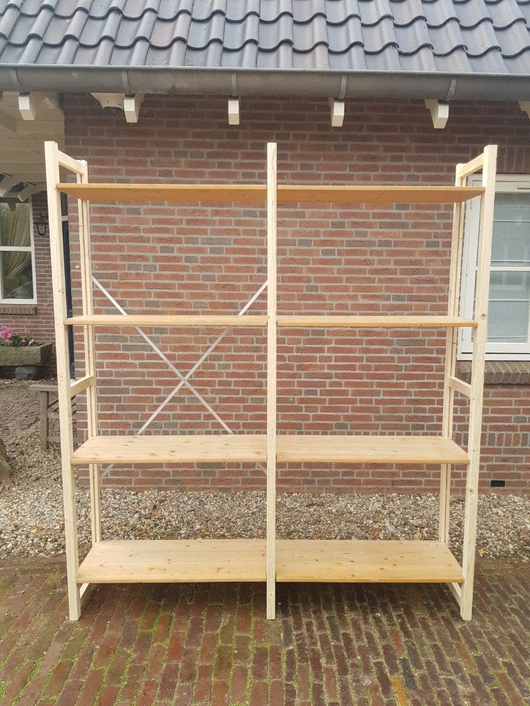 Houten stelling legbordstelling magazijnstelling opbergkast, Ophalen, Zo goed als nieuw