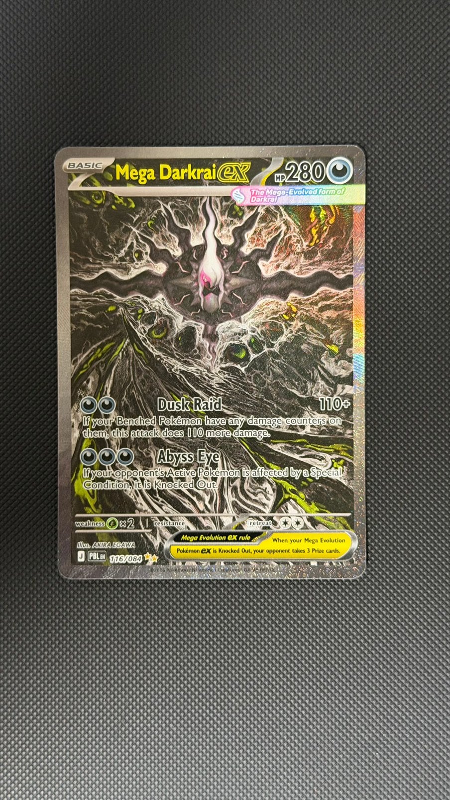 Mega Darkrai ex 116/084 – PSA 10-kans, Ophalen of Verzenden, Zo goed als nieuw, Losse kaart, Foil