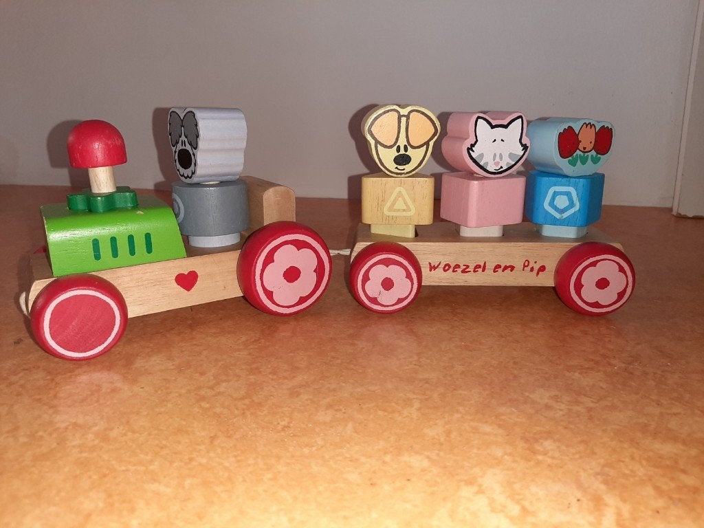 Woezel en Pip - Houten Blokkentrein, Ophalen of Verzenden, Zo goed als nieuw, Overige typen
